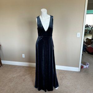 Lulus Navy Blue Velvet Sleeveless Maxi Dress